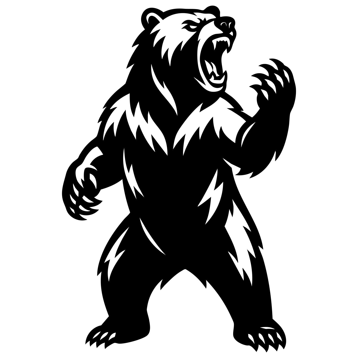 Angry Grizzly Bear DXF File – CNC Cutting Design | AWBEAR235