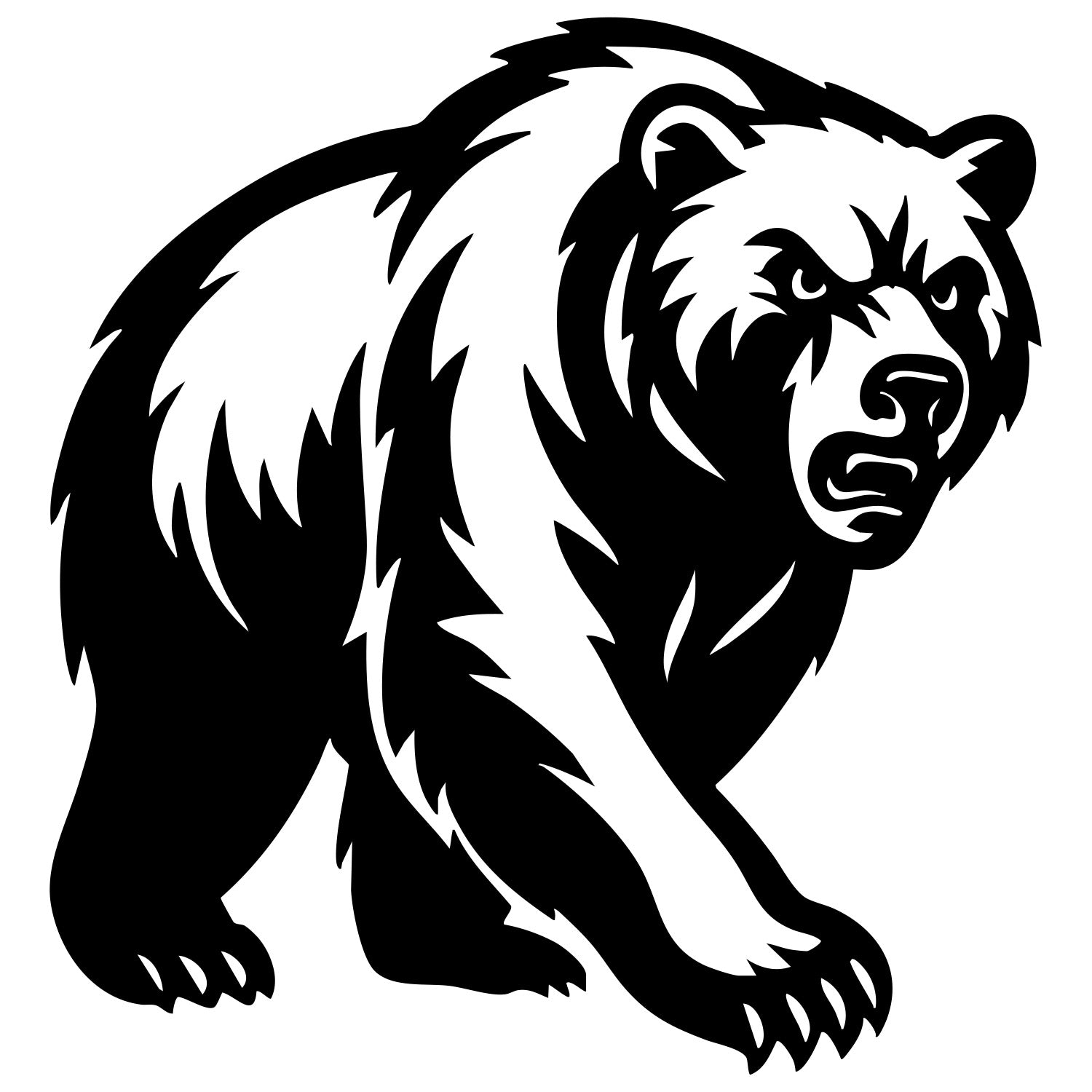 Angry Grizzly Bear DXF File – CNC Cutting Design | AWBEAR252
