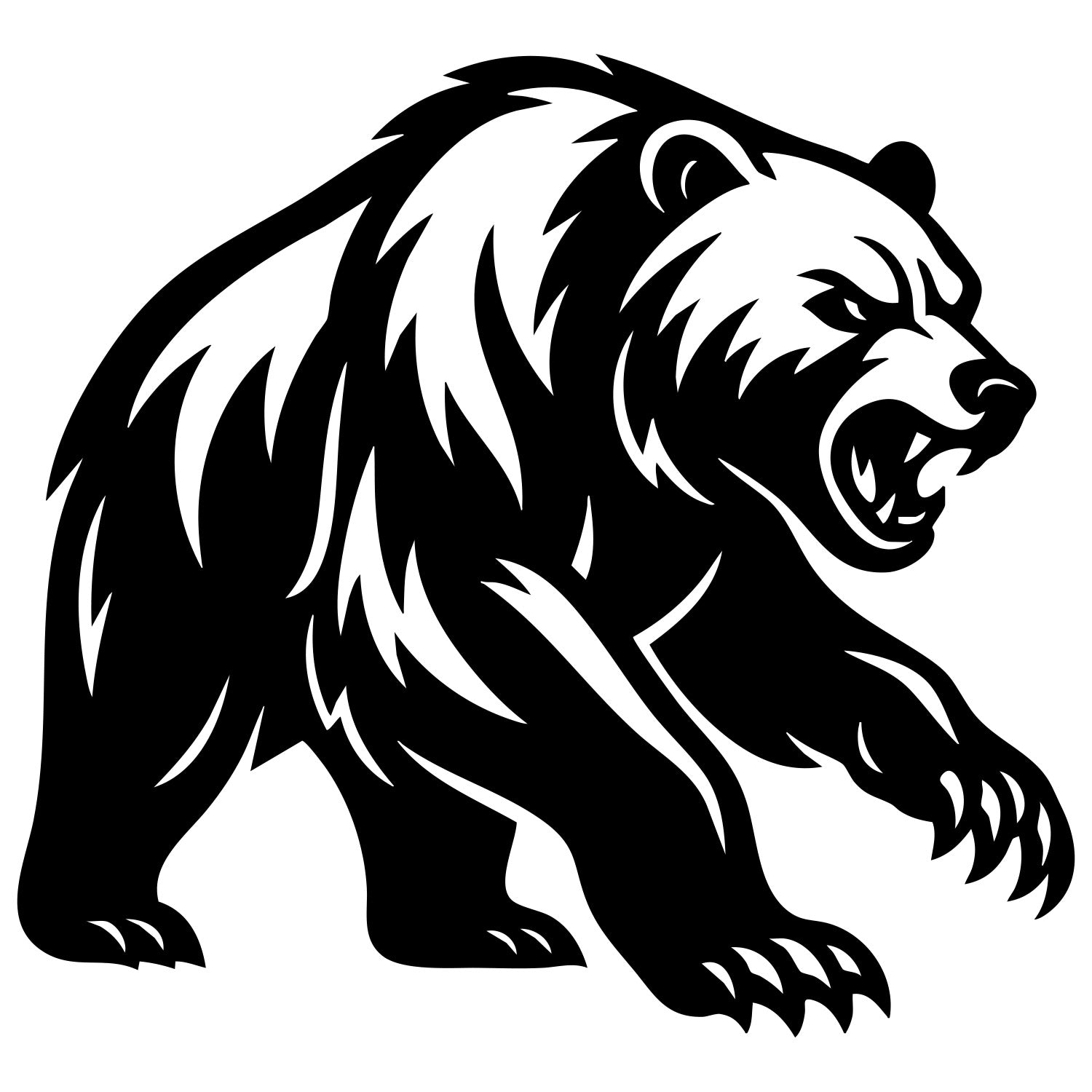 Angry Grizzly Bear DXF File – CNC Cutting Design | AWBEAR261