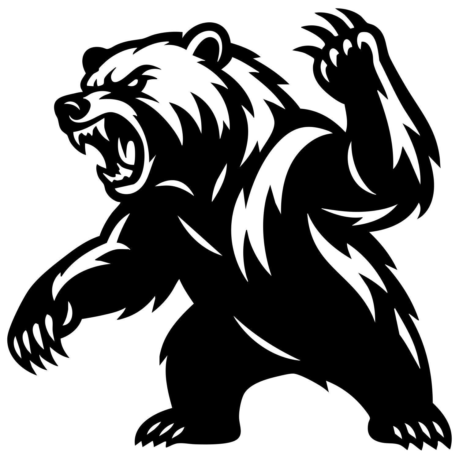 Angry Grizzly Bear DXF File – CNC Cutting Design | AWBEAR265