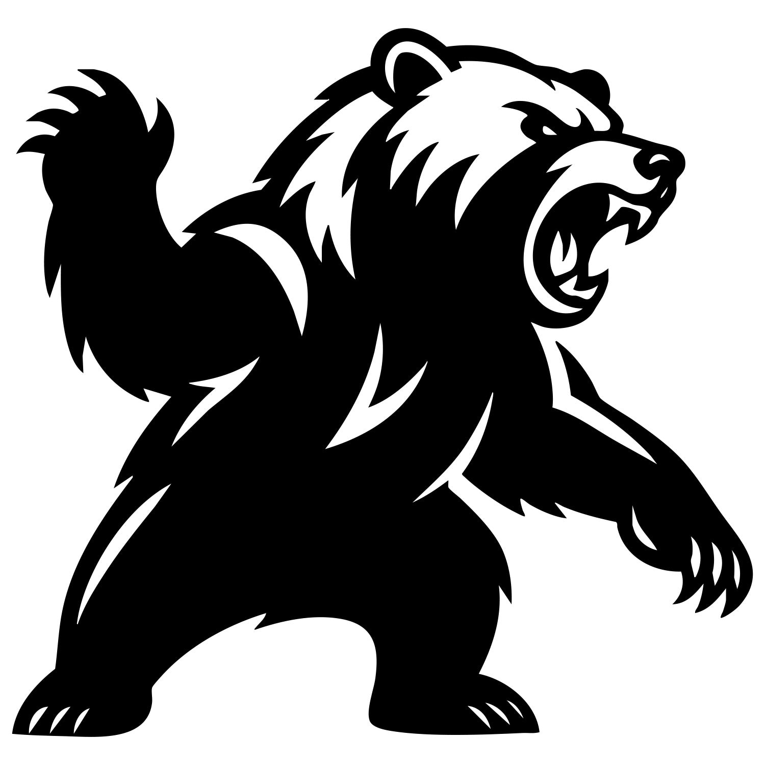 Angry Grizzly Bear DXF File – CNC Cutting Design | AWBEAR266