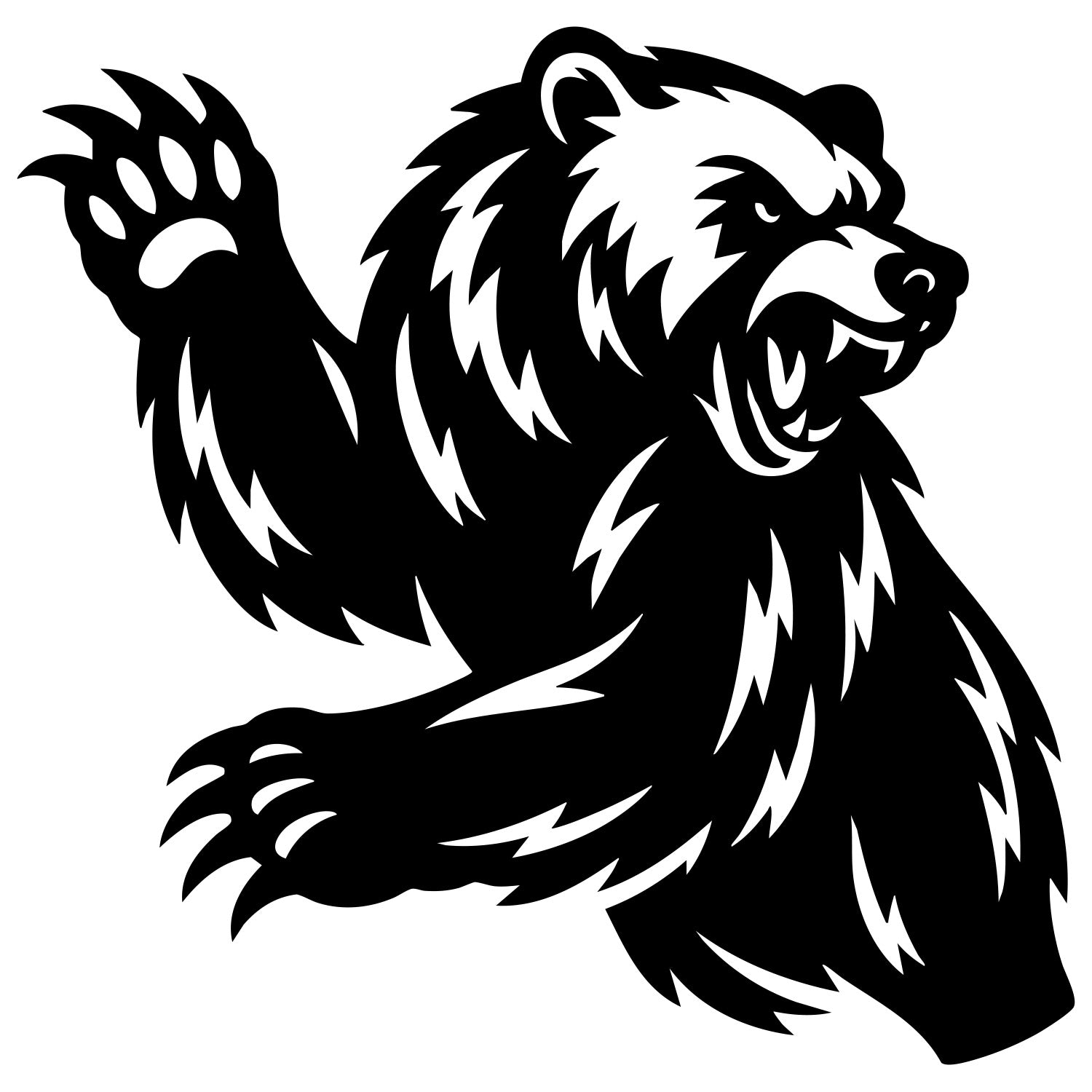 Angry Grizzly Bear DXF File – CNC Cutting Design | AWBEAR267