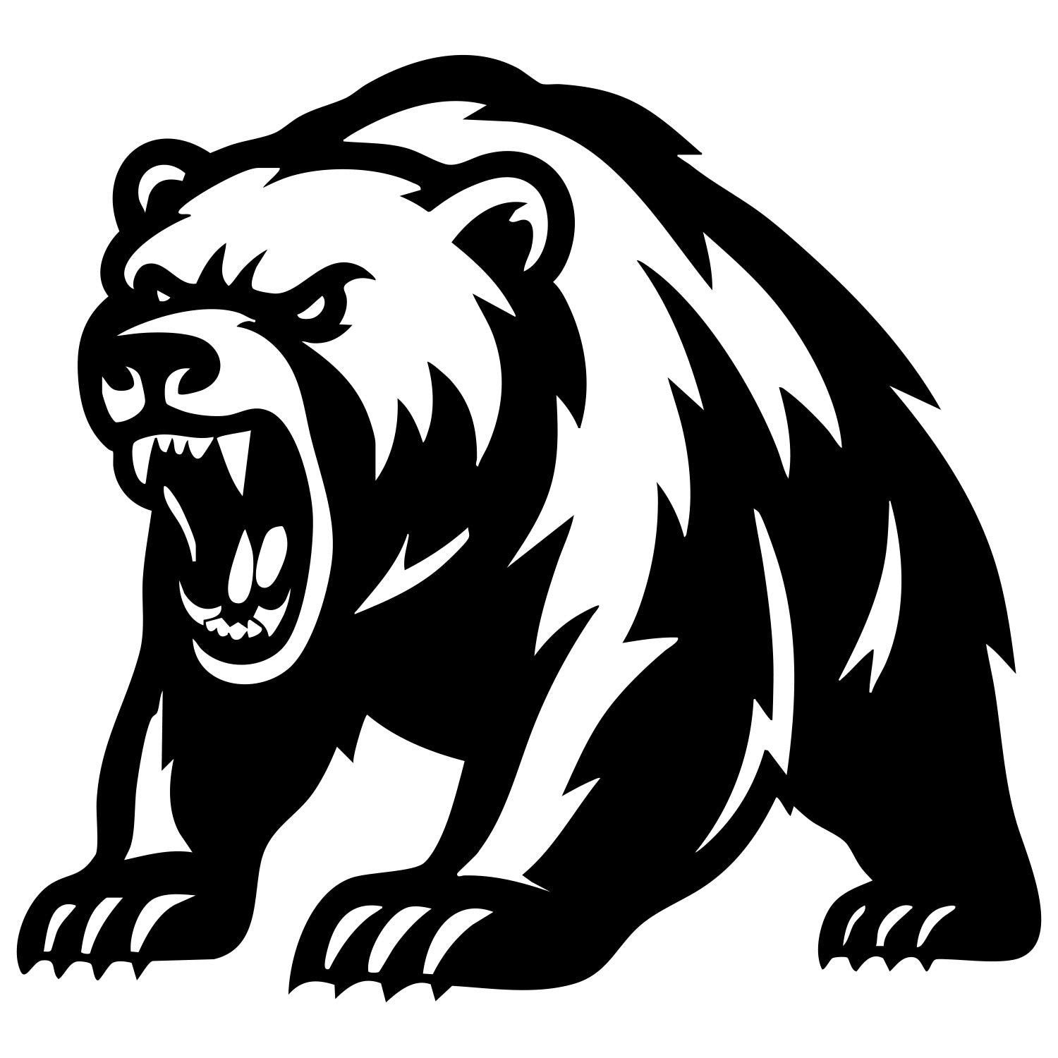 Angry Grizzly Bear DXF File – CNC Cutting Design | AWBEAR80