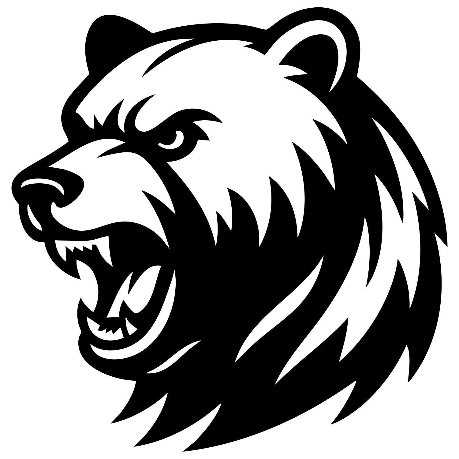 Angry Grizzly Bear Head DXF File – CNC Cutting Design | AWBEAR10