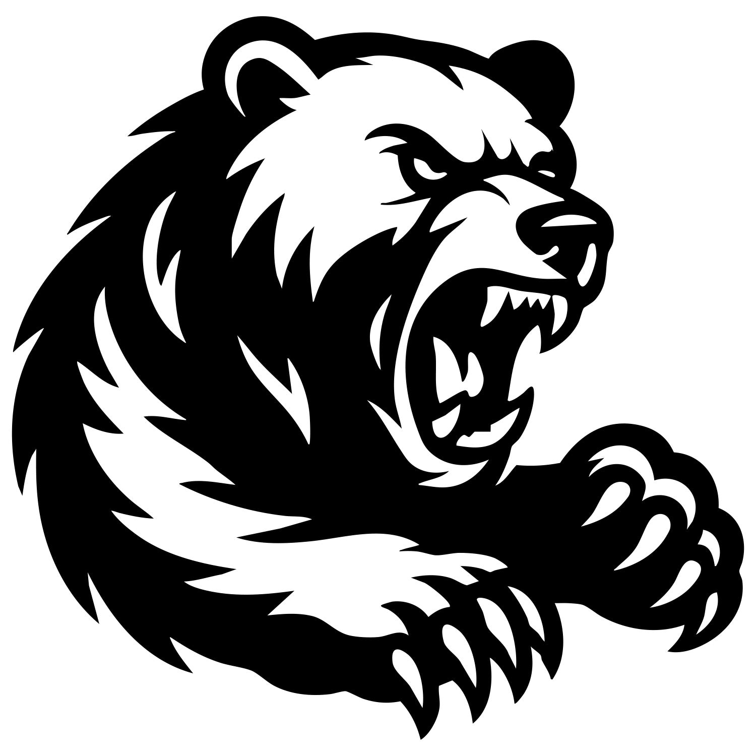 Angry Grizzly Bear Head DXF File – CNC Cutting Design | AWBEAR100