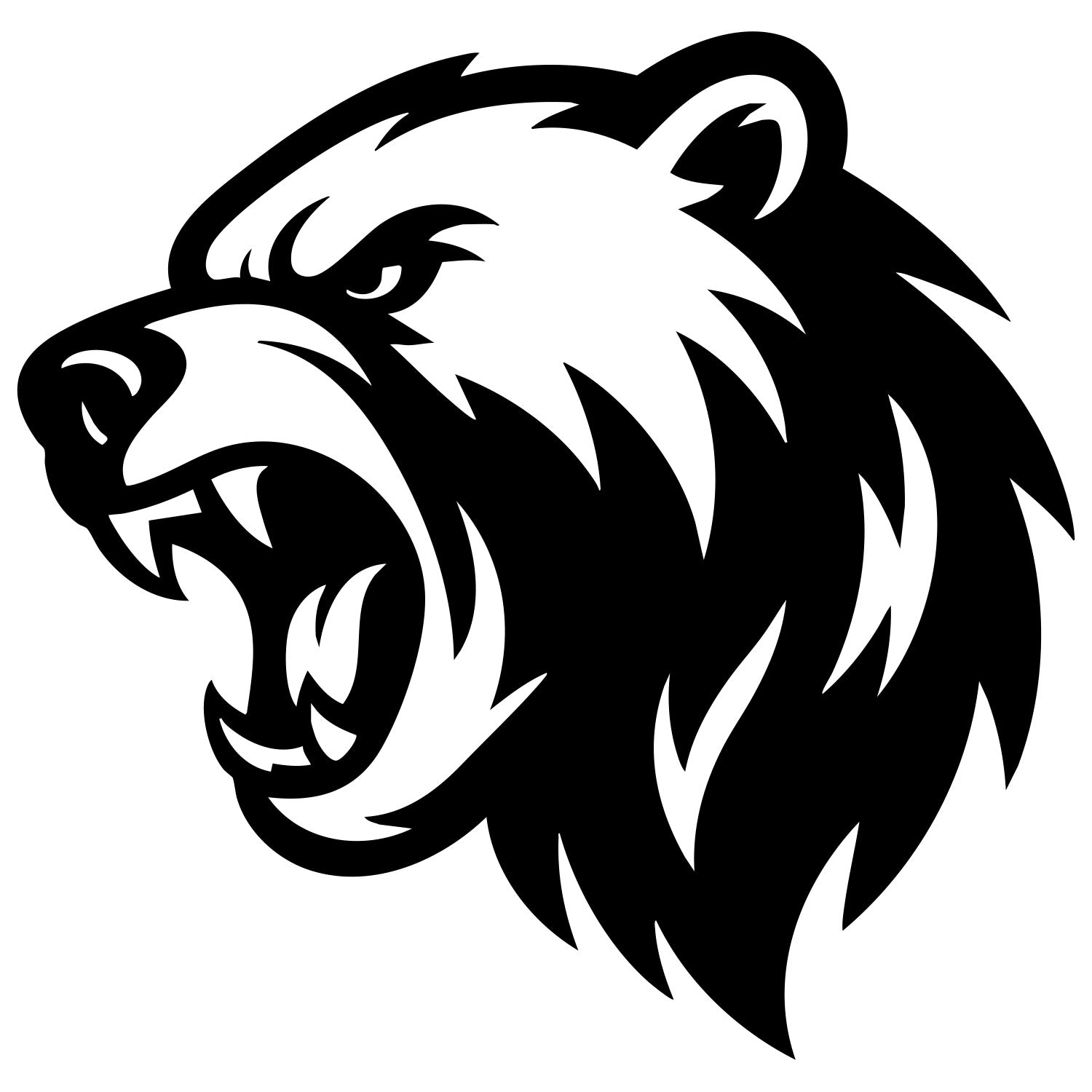 Angry Grizzly Bear Head DXF File – CNC Cutting Design | AWBEAR101