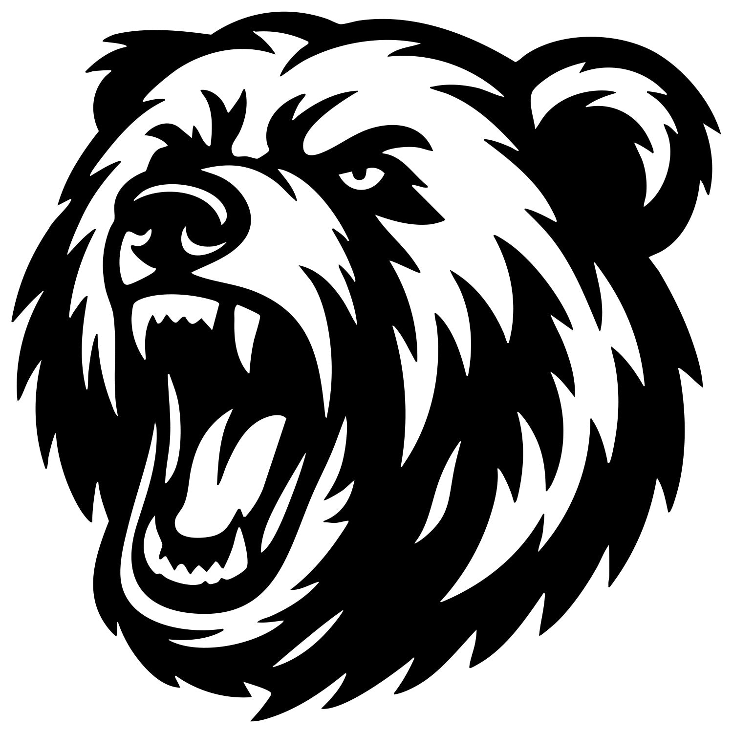 Angry Grizzly Bear Head DXF File – CNC Cutting Design | AWBEAR11