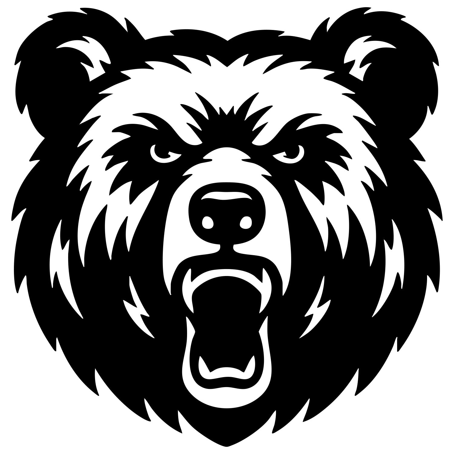 Angry Grizzly Bear Head DXF File – CNC Cutting Design | AWBEAR12