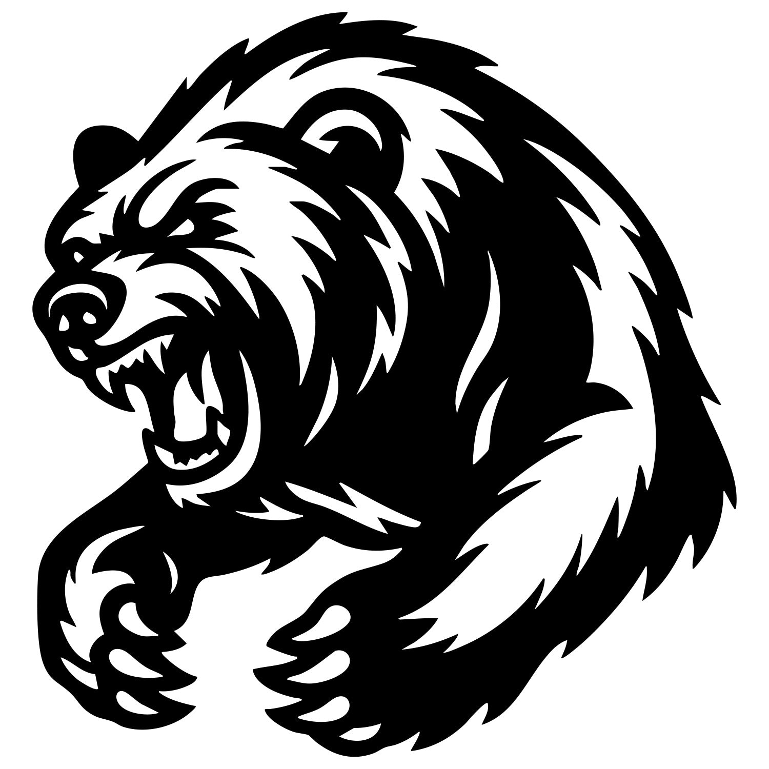 Angry Grizzly Bear Head DXF File – CNC Cutting Design | AWBEAR122