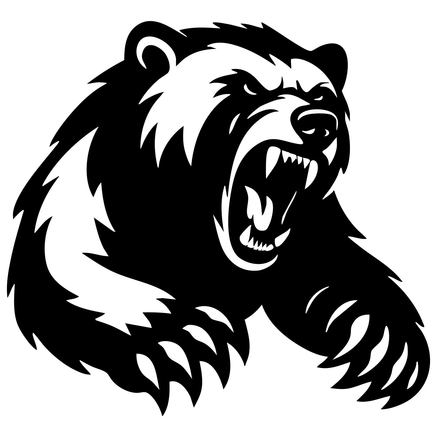 Angry Grizzly Bear Head DXF File – CNC Cutting Design | AWBEAR13