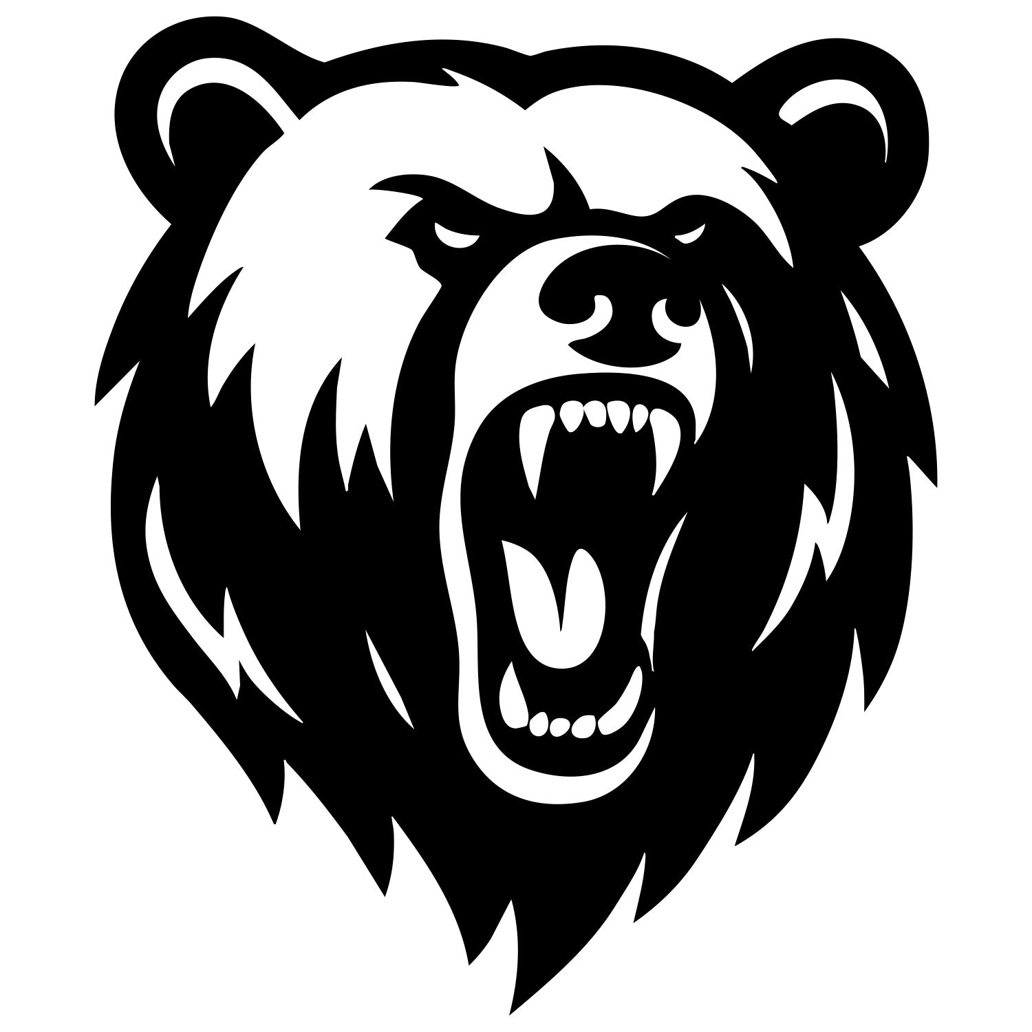 Angry Grizzly Bear Head DXF File – CNC Cutting Design | AWBEAR17