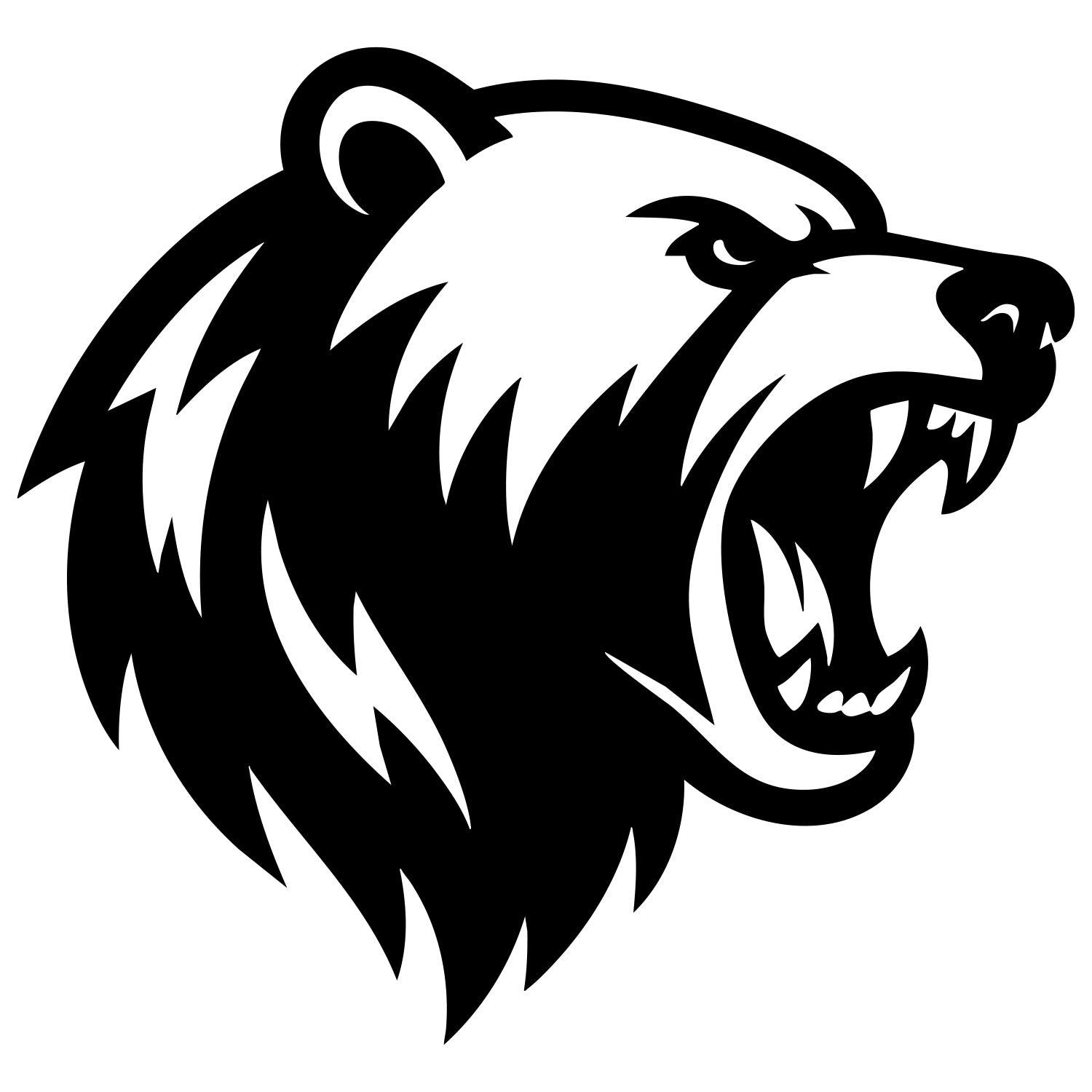 Angry Grizzly Bear Head DXF File – CNC Cutting Design | AWBEAR18