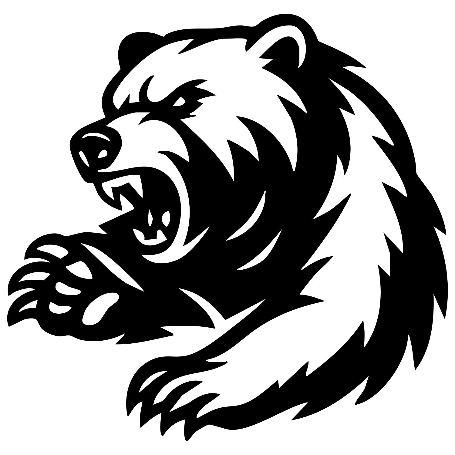 Angry Grizzly Bear Head DXF File – CNC Cutting Design | AWBEAR182