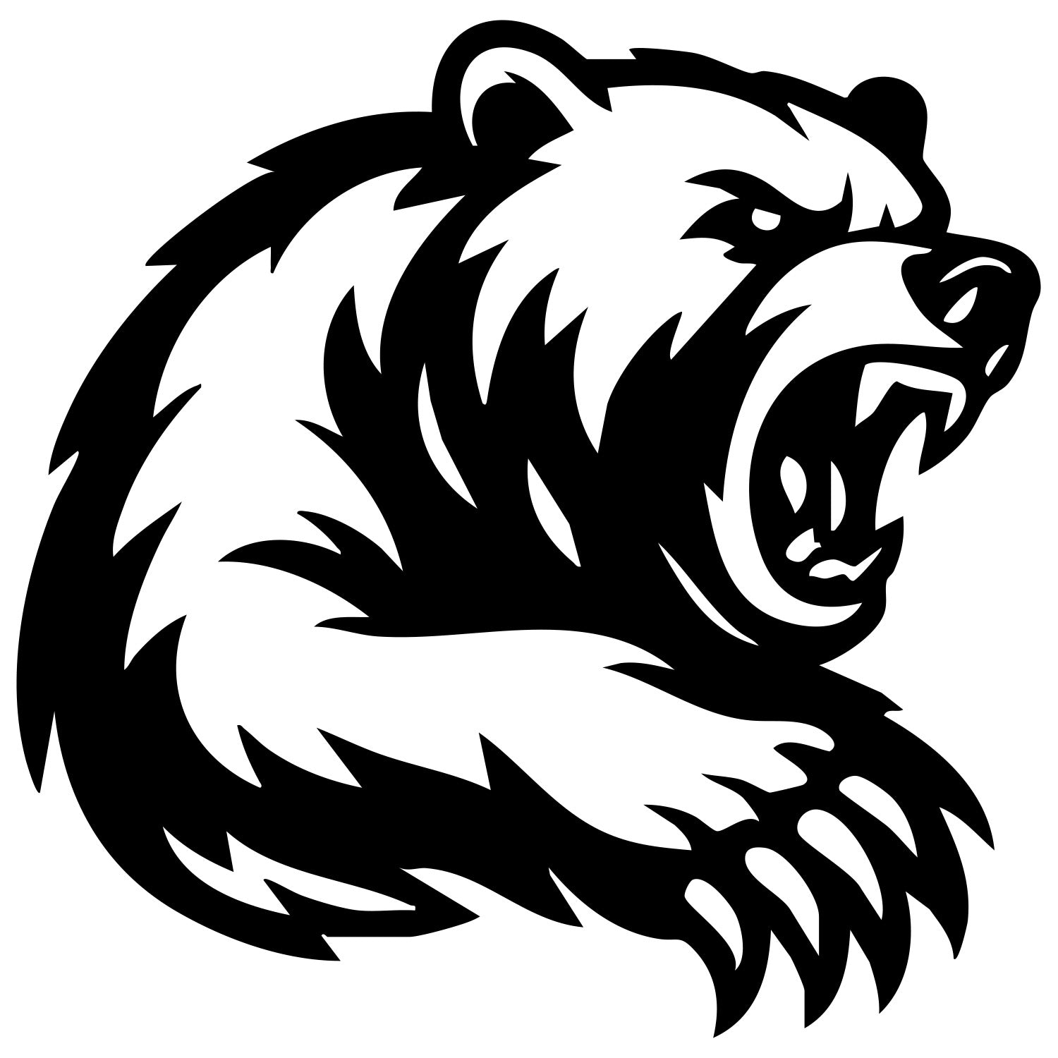 Angry Grizzly Bear Head DXF File – CNC Cutting Design | AWBEAR183