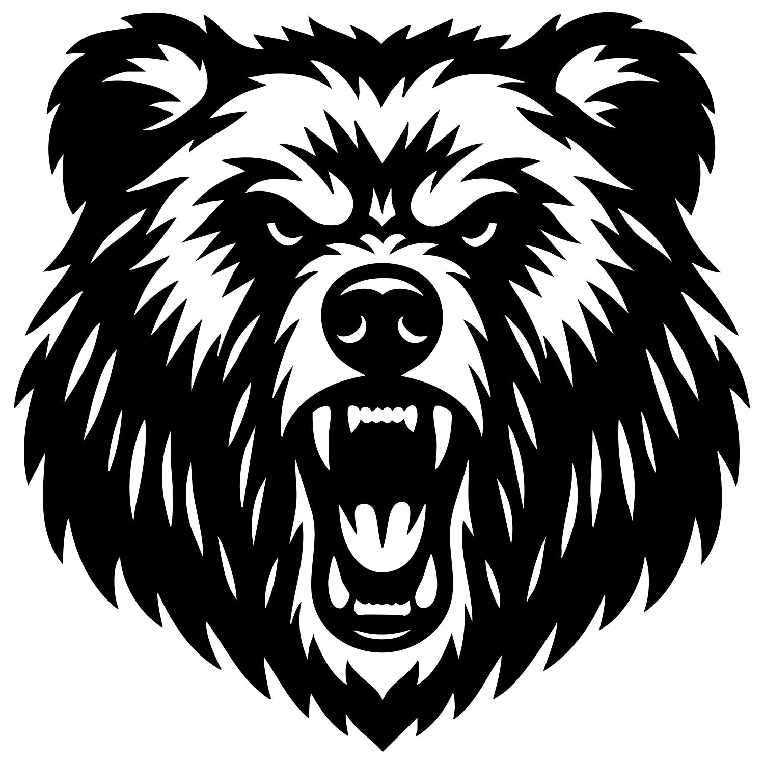 Angry Grizzly Bear Head DXF File – CNC Cutting Design | AWBEAR19