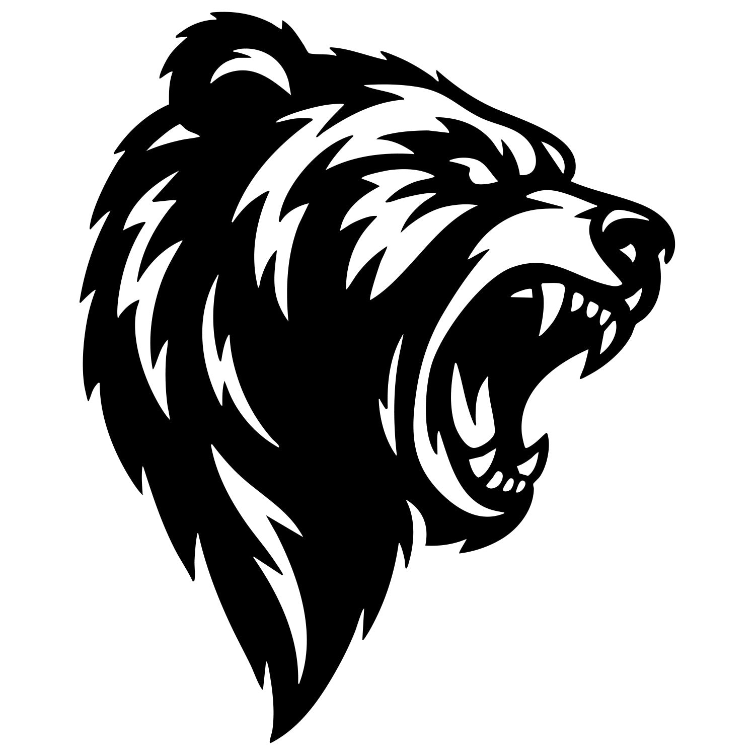 Angry Grizzly Bear Head DXF File – CNC Cutting Design | AWBEAR197