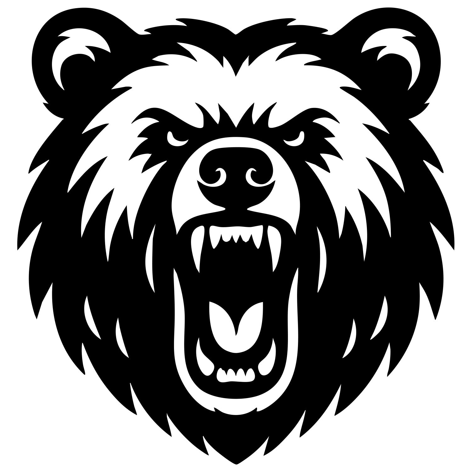 Angry Grizzly Bear Head DXF File – CNC Cutting Design | AWBEAR24
