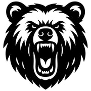 Angry Grizzly Bear Head DXF File – CNC Cutting Design | AWBEAR24