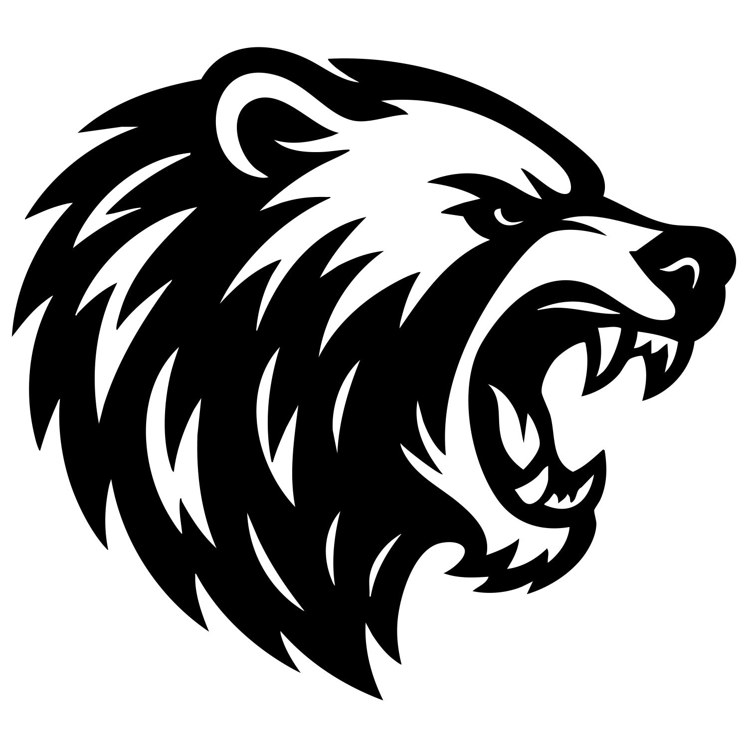 Angry Grizzly Bear Head DXF File – CNC Cutting Design | AWBEAR25