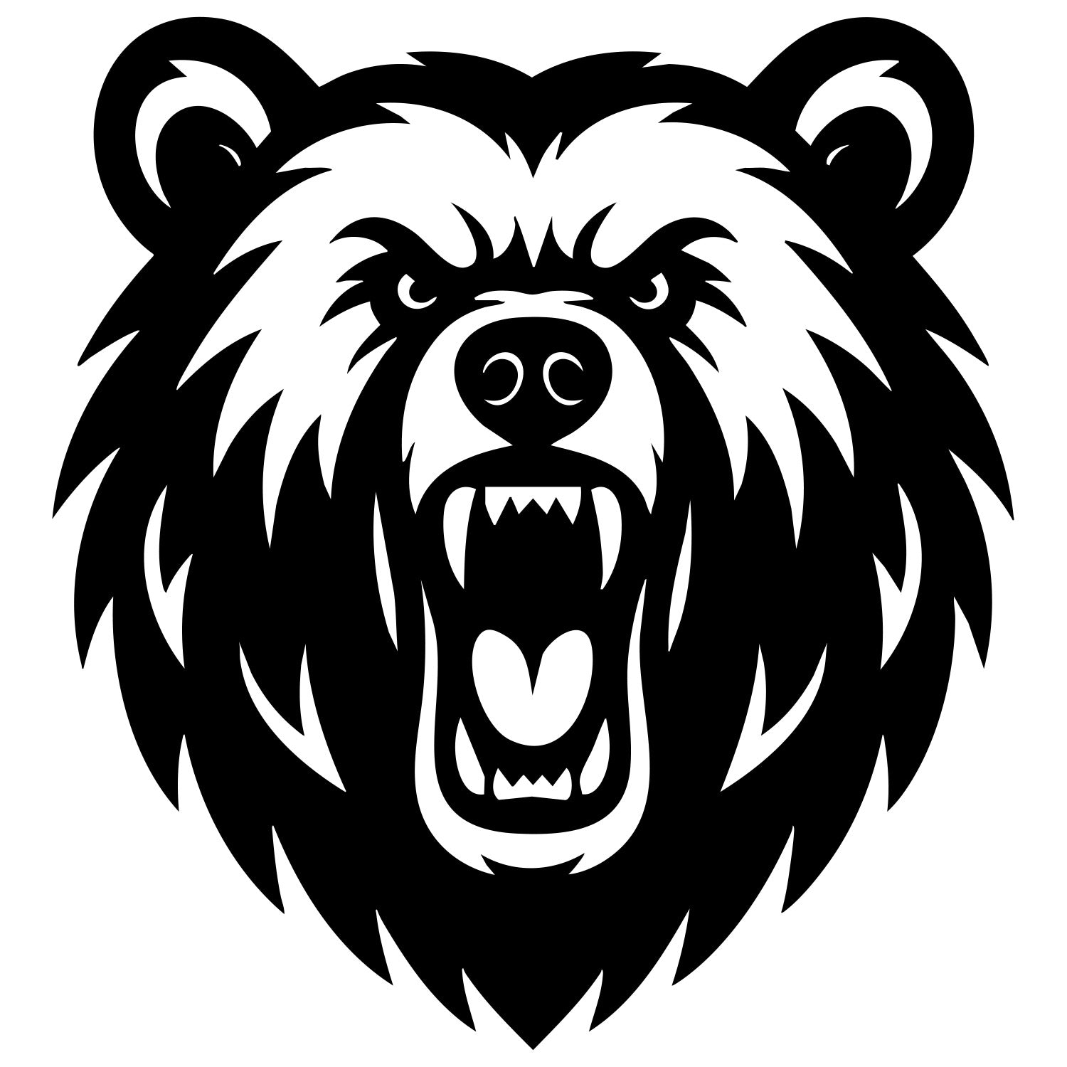 Angry Grizzly Bear Head DXF File – CNC Cutting Design | AWBEAR26