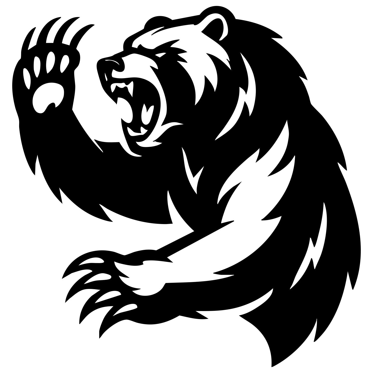 Angry Grizzly Bear Head DXF File – CNC Cutting Design | AWBEAR262