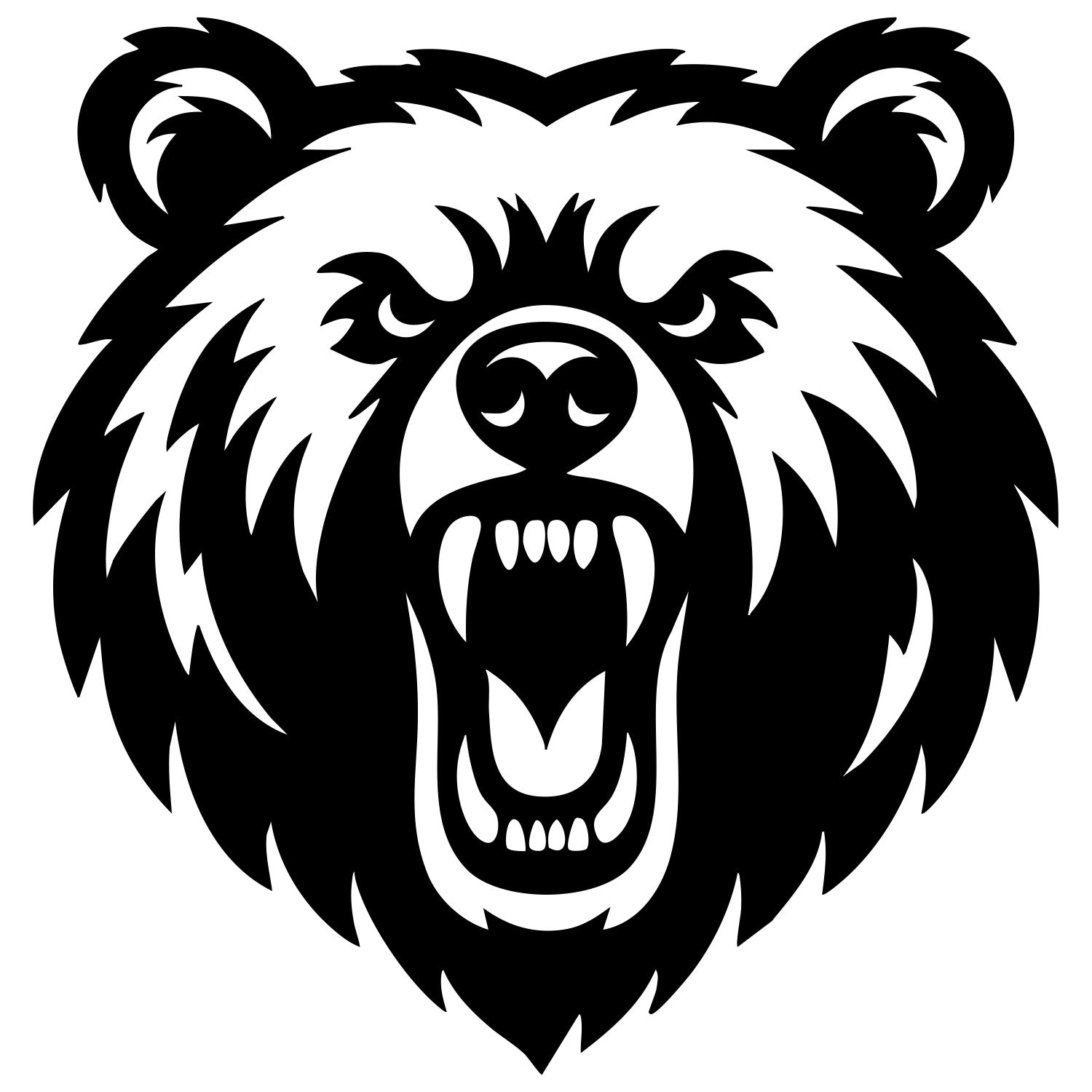 Angry Grizzly Bear Head DXF File – CNC Cutting Design | AWBEAR274