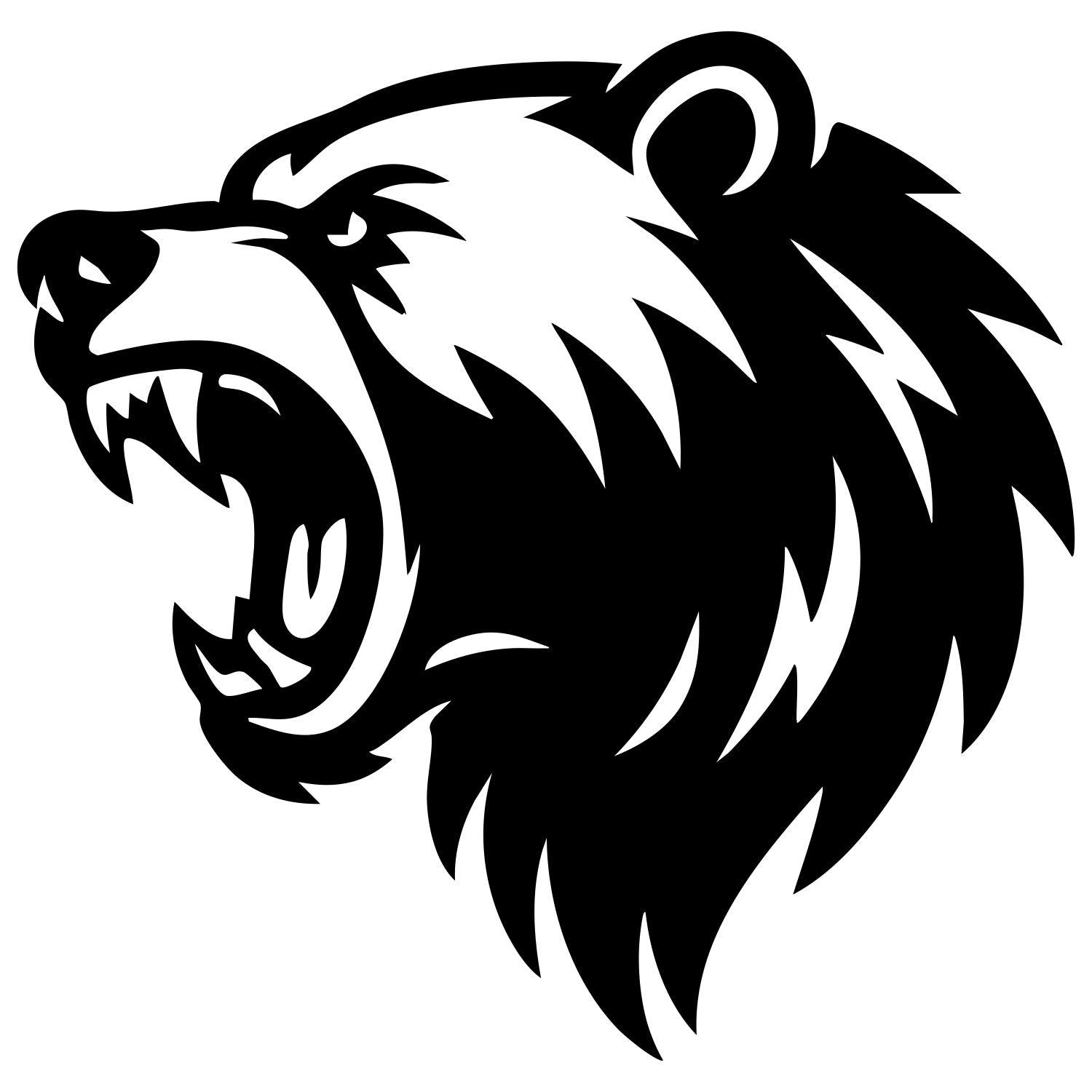 Angry Grizzly Bear Head DXF File – CNC Cutting Design | AWBEAR28