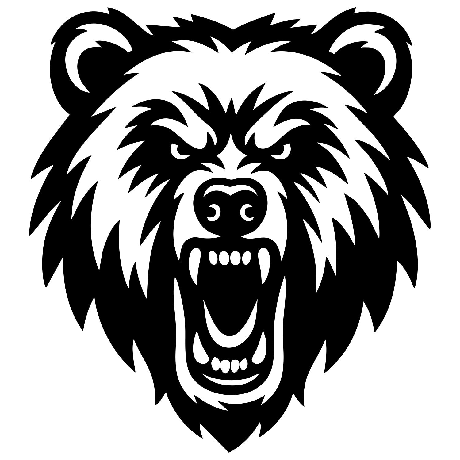 Angry Grizzly Bear Head DXF File – CNC Cutting Design | AWBEAR30