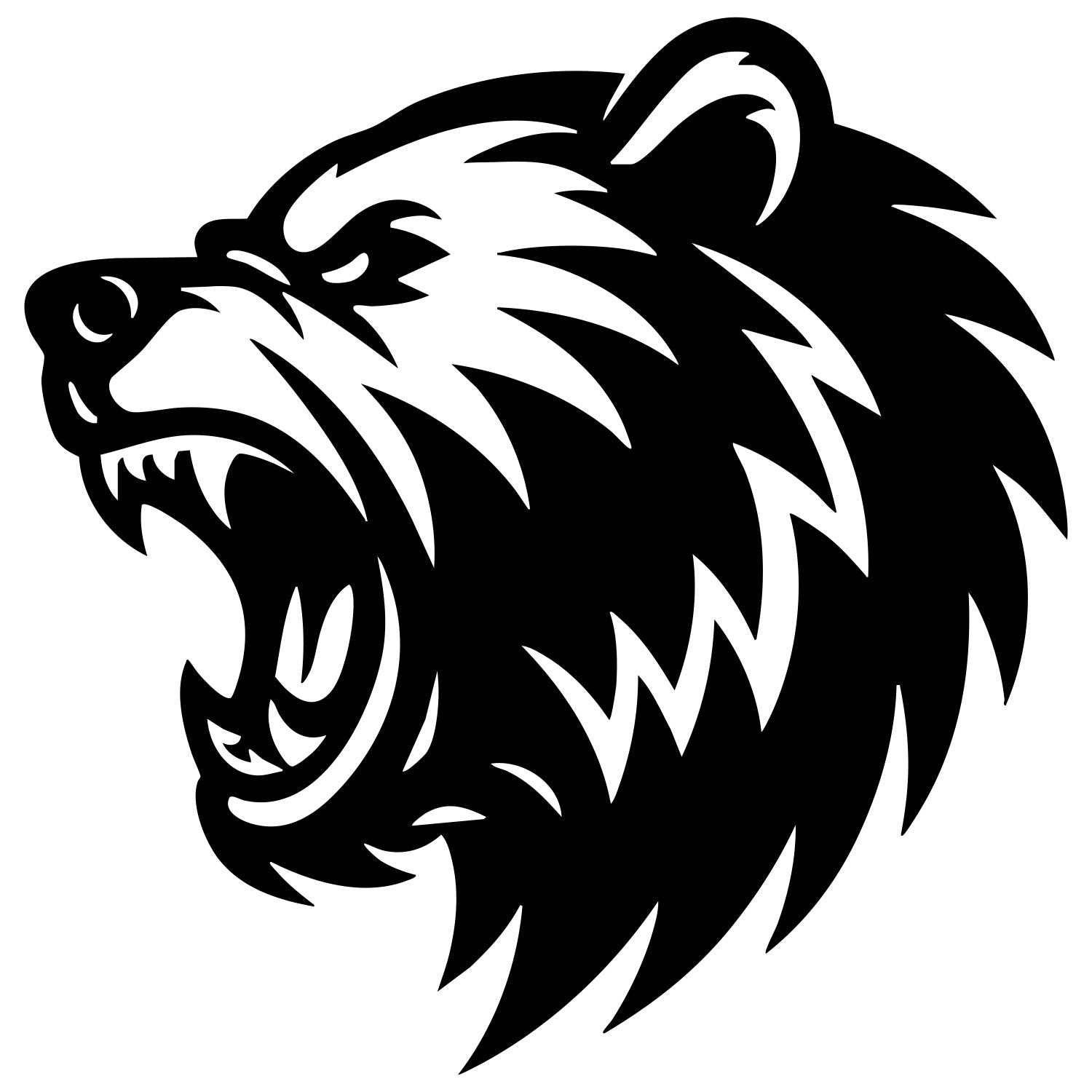 Angry Grizzly Bear Head DXF File – CNC Cutting Design | AWBEAR31