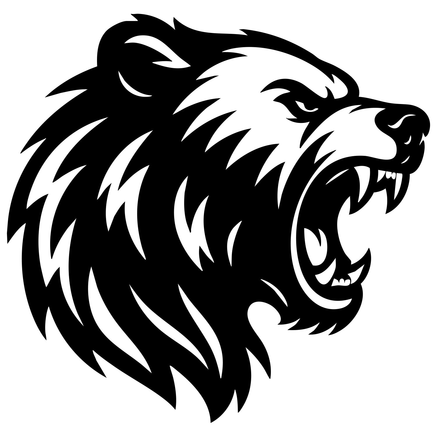 Angry Grizzly Bear Head DXF File – CNC Cutting Design | AWBEAR34