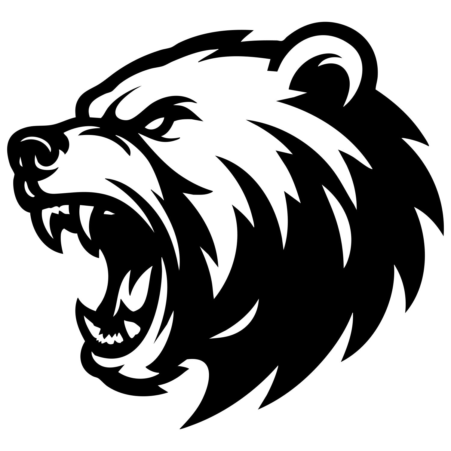 Angry Grizzly Bear Head DXF File – CNC Cutting Design | AWBEAR35