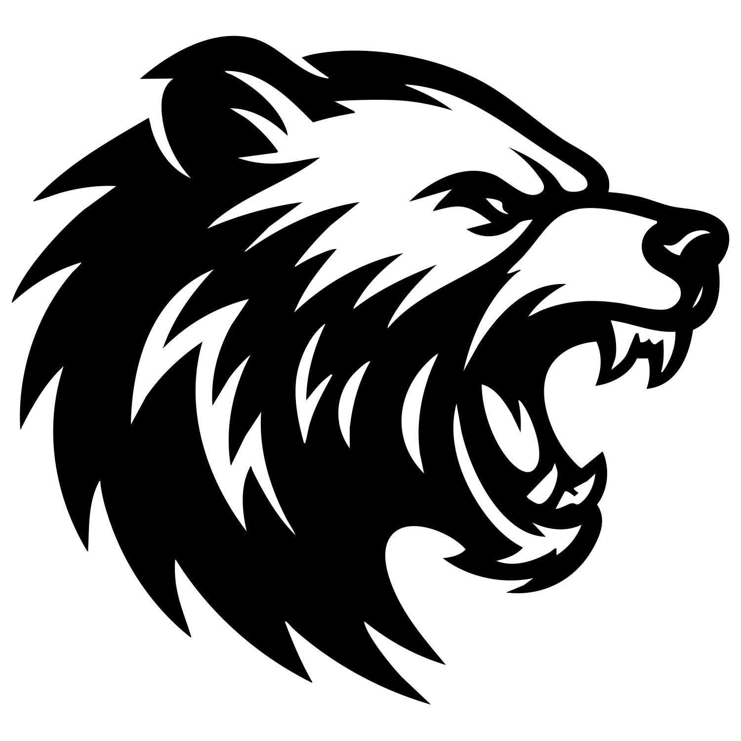 Angry Grizzly Bear Head DXF File – CNC Cutting Design | AWBEAR36