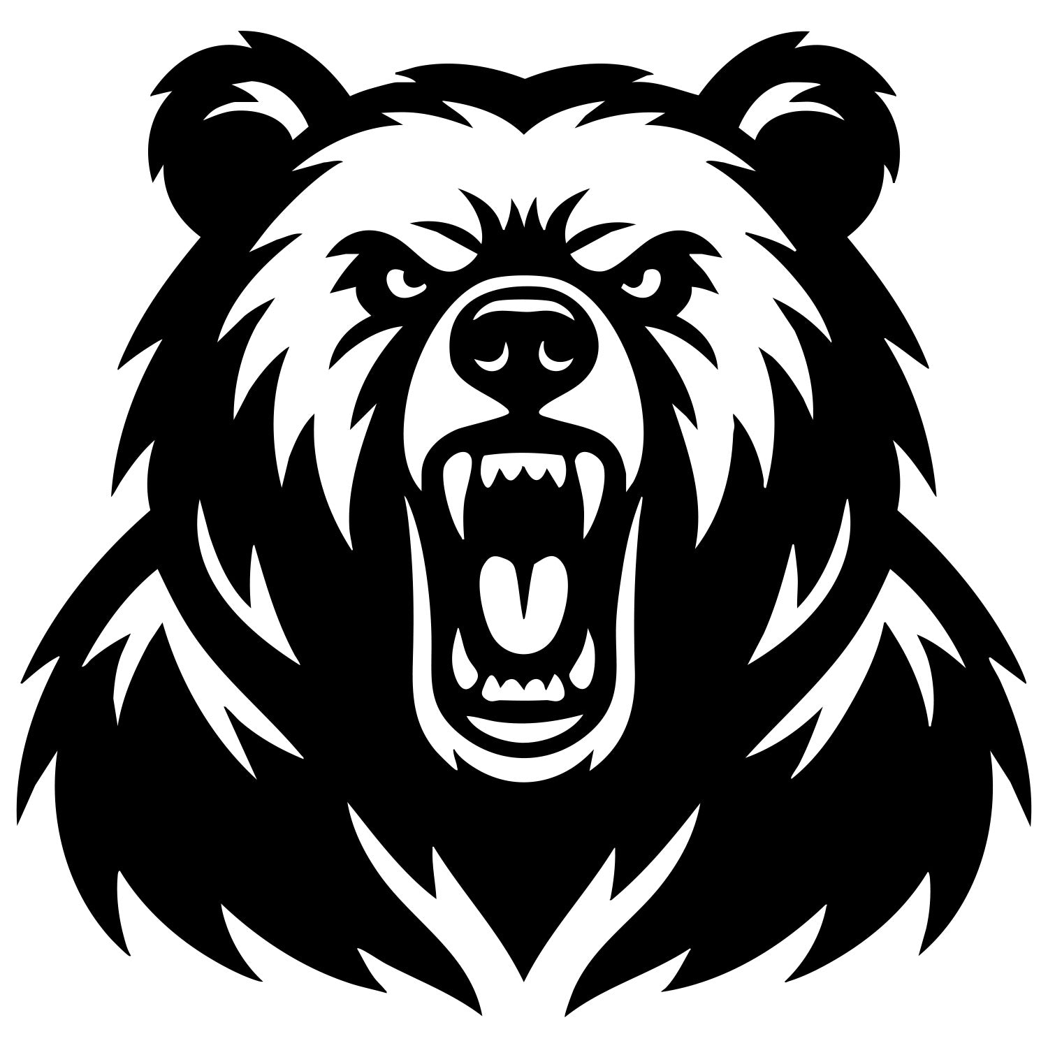 Angry Grizzly Bear Head DXF File – CNC Cutting Design | AWBEAR37