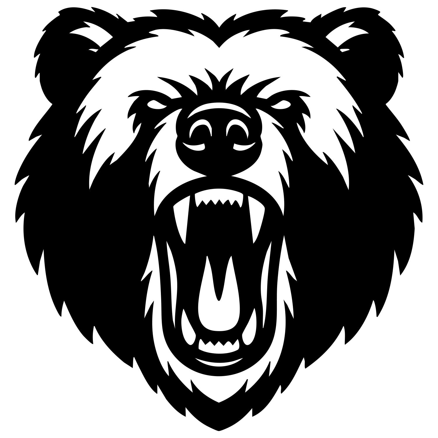 Angry Grizzly Bear Head DXF File – CNC Cutting Design | AWBEAR39