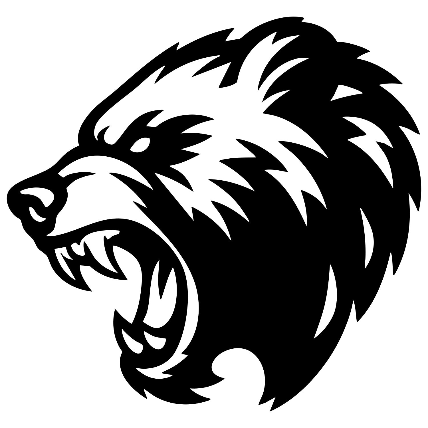 Angry Grizzly Bear Head DXF File – CNC Cutting Design | AWBEAR41