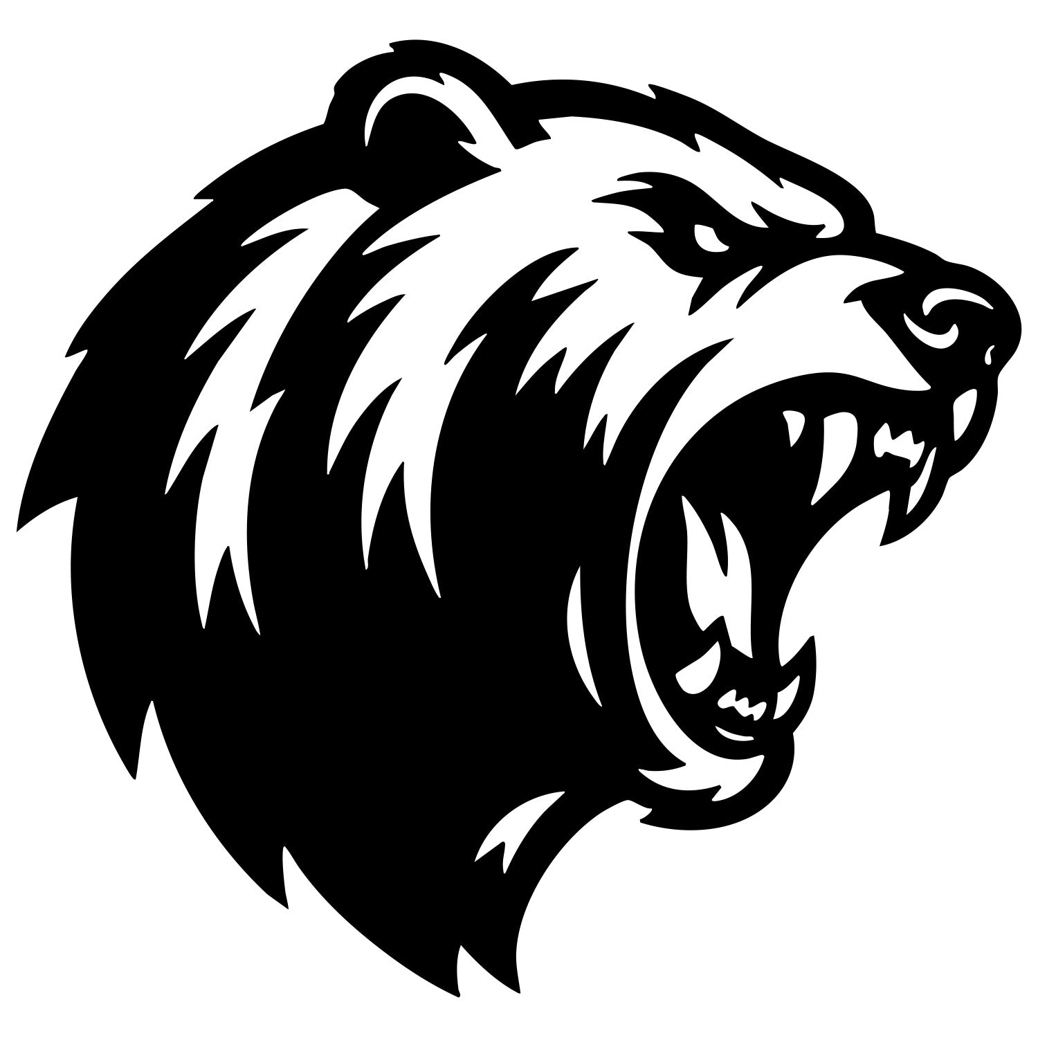 Angry Grizzly Bear Head DXF File – CNC Cutting Design | AWBEAR42