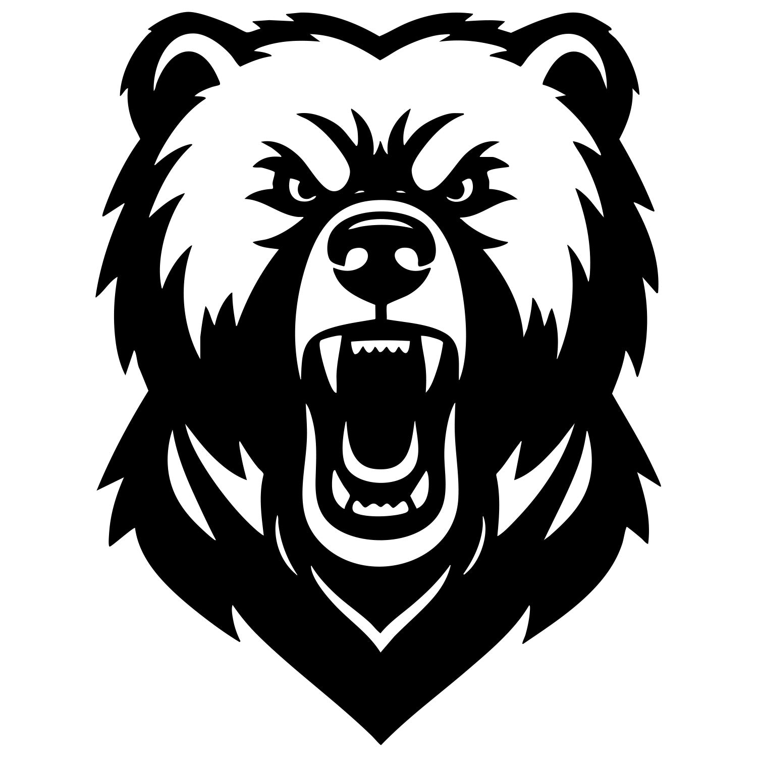 Angry Grizzly Bear Head DXF File – CNC Cutting Design | AWBEAR46