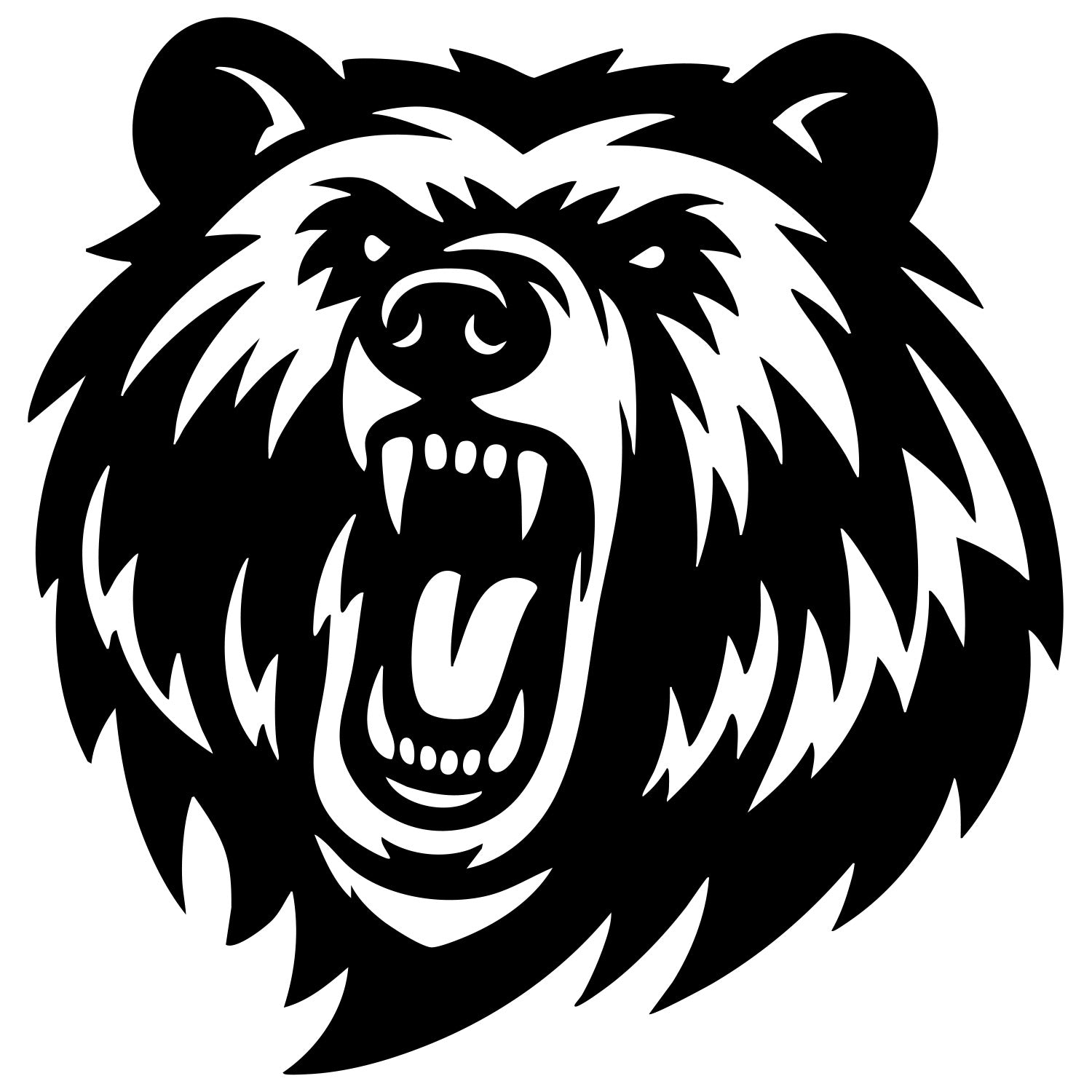 Angry Grizzly Bear Head DXF File – CNC Cutting Design | AWBEAR5