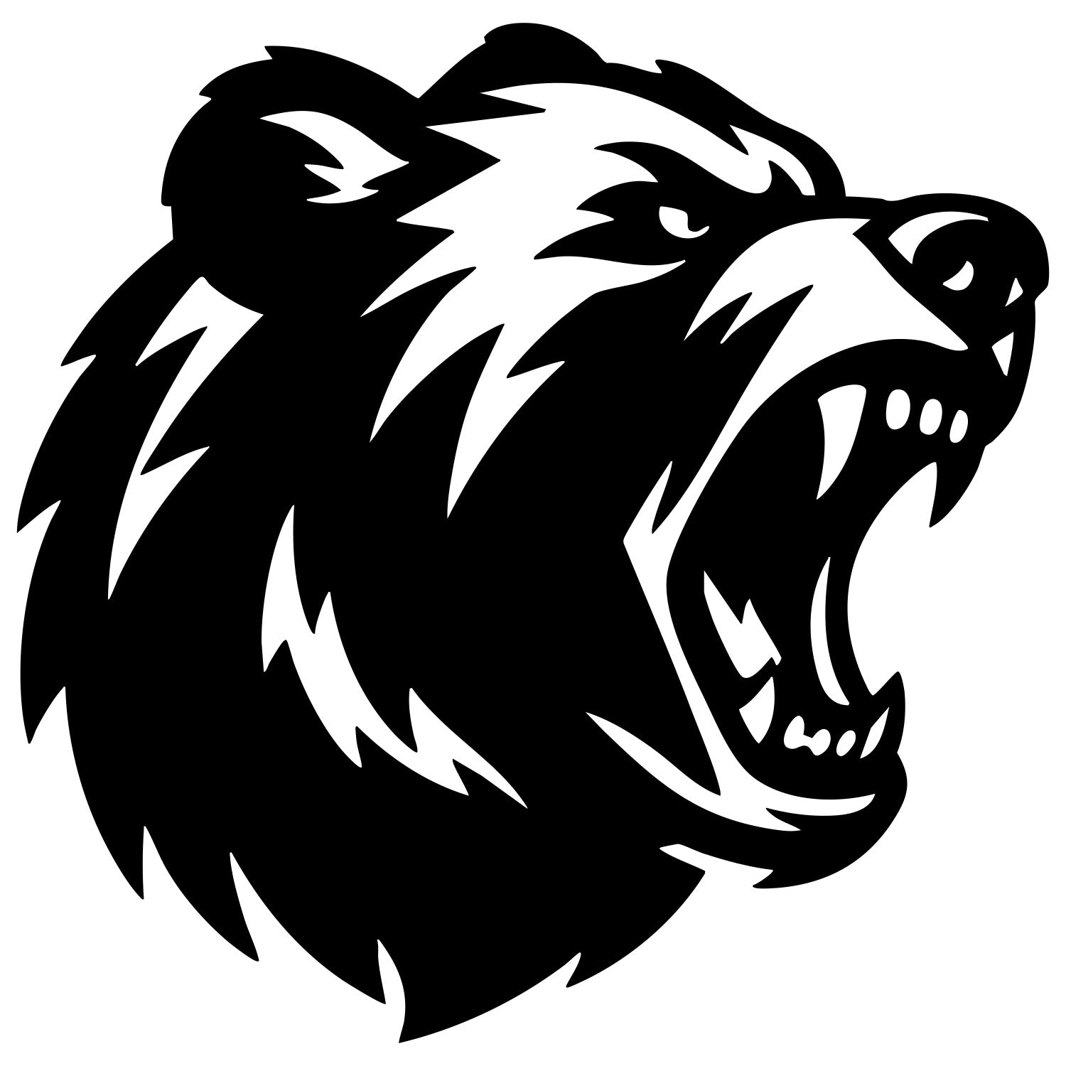 Angry Grizzly Bear Head DXF File – CNC Cutting Design | AWBEAR50