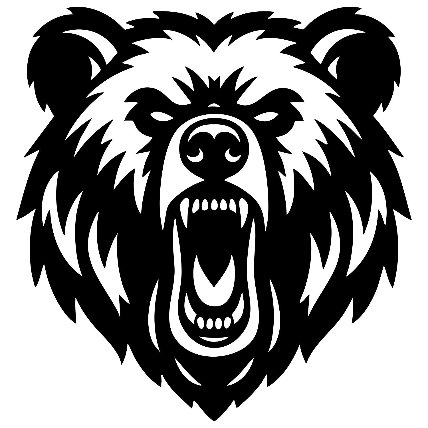 Angry Grizzly Bear Head DXF File – CNC Cutting Design | AWBEAR51