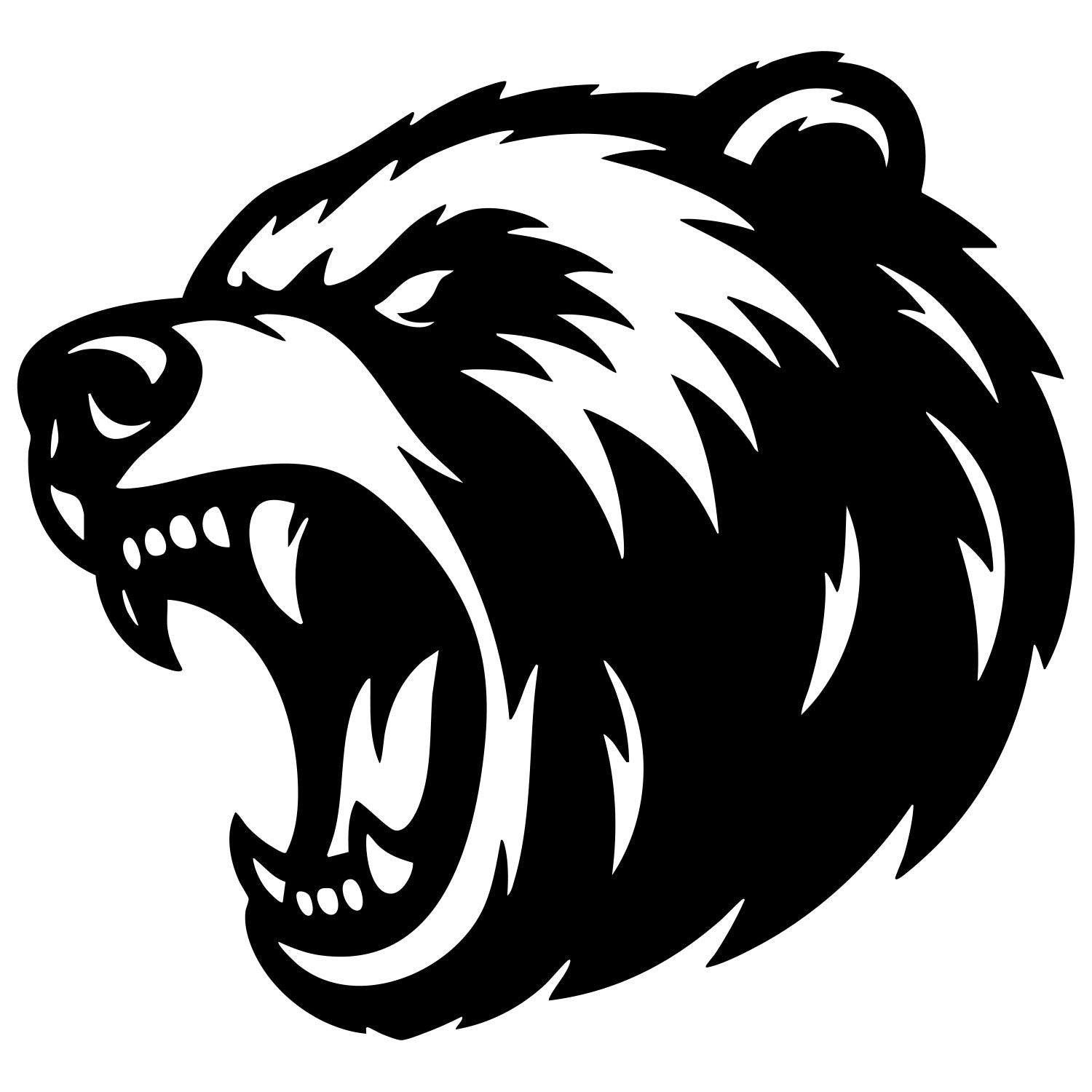 Angry Grizzly Bear Head DXF File – CNC Cutting Design | AWBEAR52