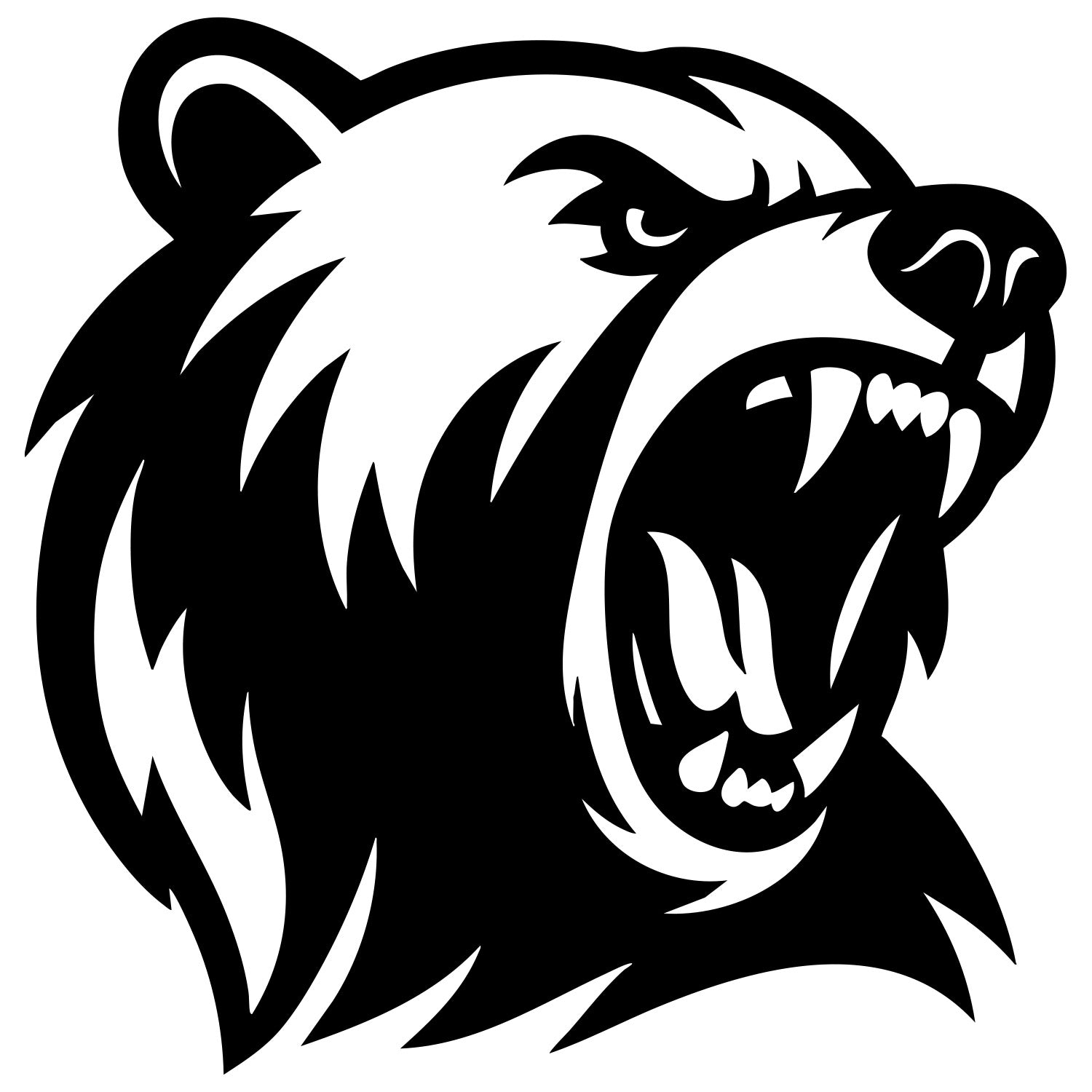 Angry Grizzly Bear Head DXF File – CNC Cutting Design | AWBEAR56