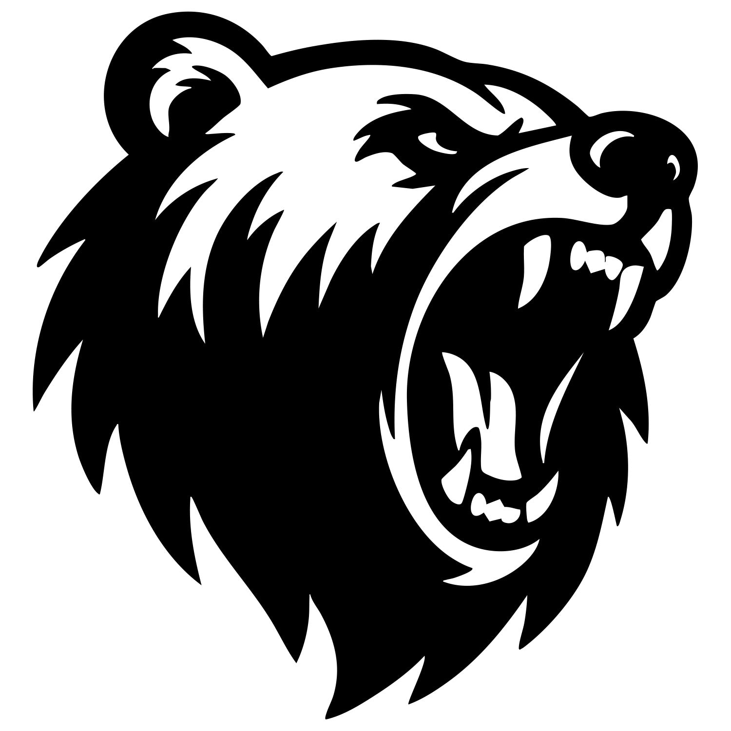 Angry Grizzly Bear Head DXF File – CNC Cutting Design | AWBEAR58