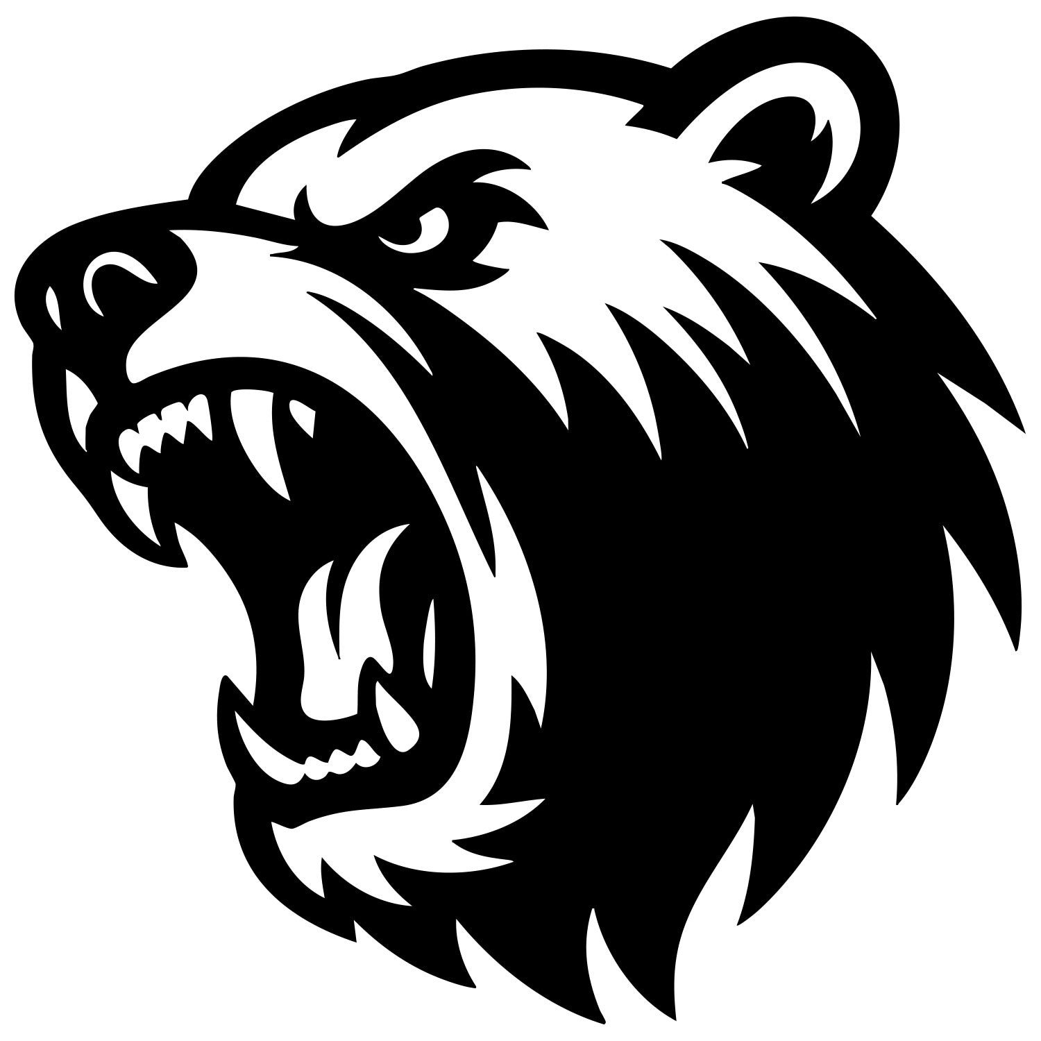 Angry Grizzly Bear Head DXF File – CNC Cutting Design | AWBEAR59