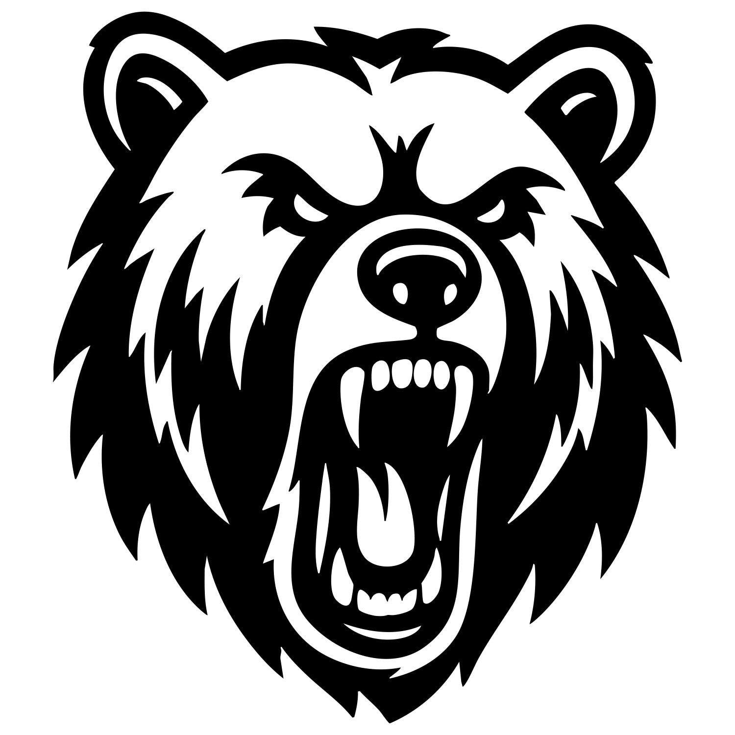 Angry Grizzly Bear Head DXF File – CNC Cutting Design | AWBEAR6