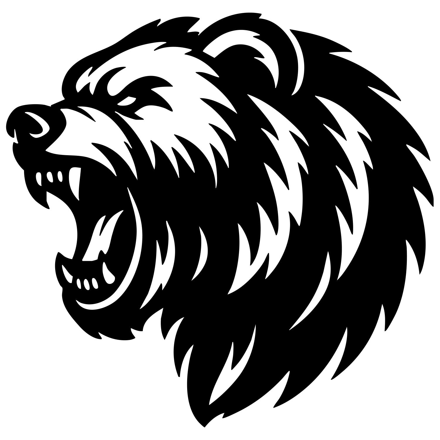 Angry Grizzly Bear Head DXF File – CNC Cutting Design | AWBEAR60