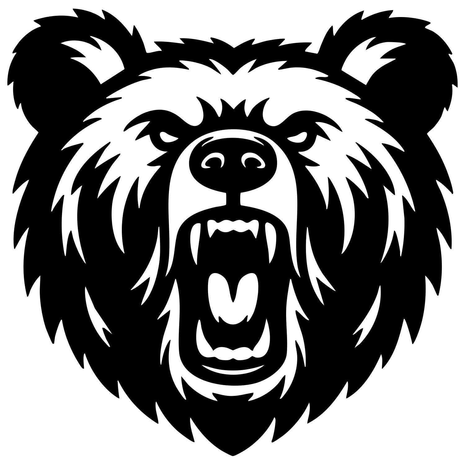 Angry Grizzly Bear Head DXF File – CNC Cutting Design | AWBEAR62