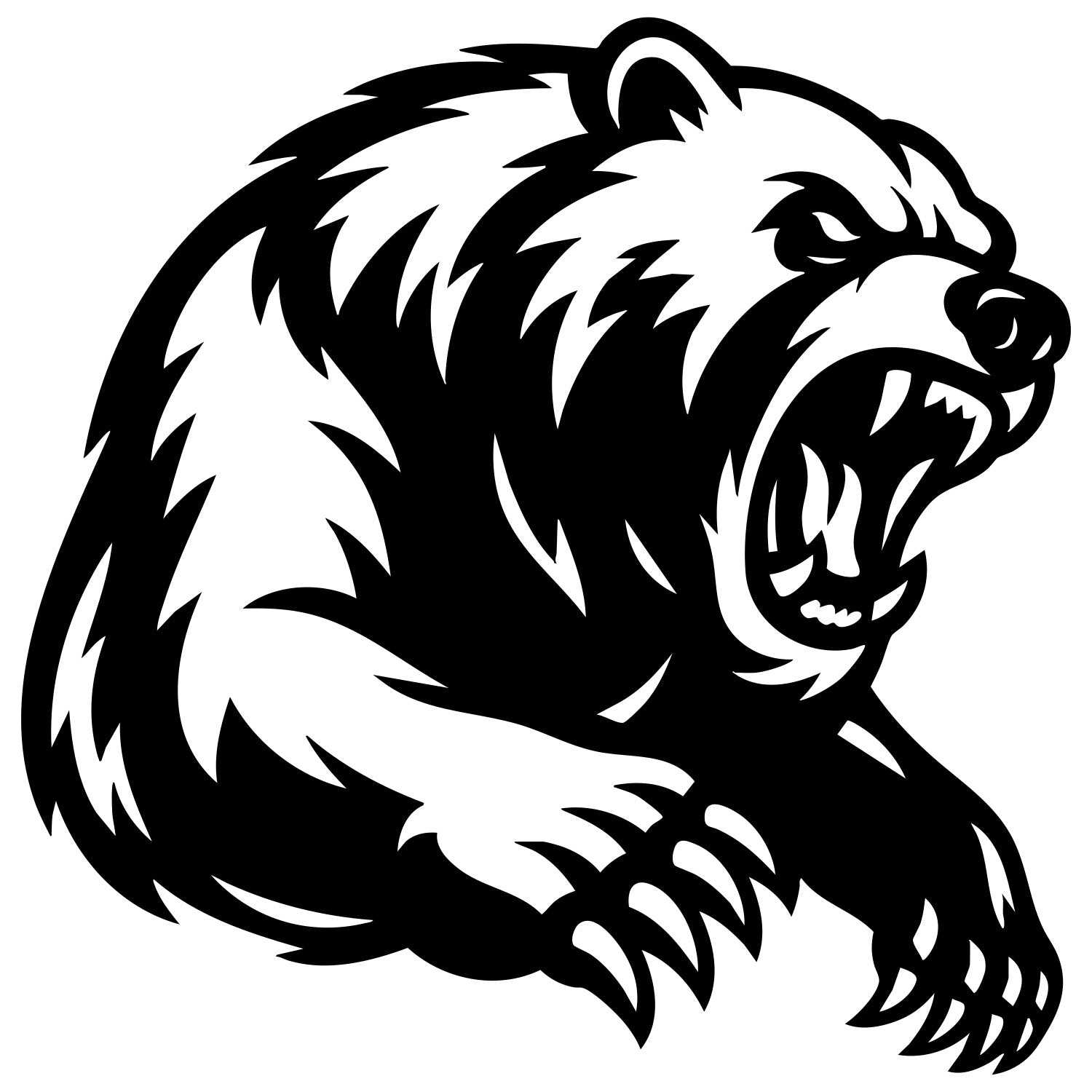 Angry Grizzly Bear Head DXF File – CNC Cutting Design | AWBEAR64