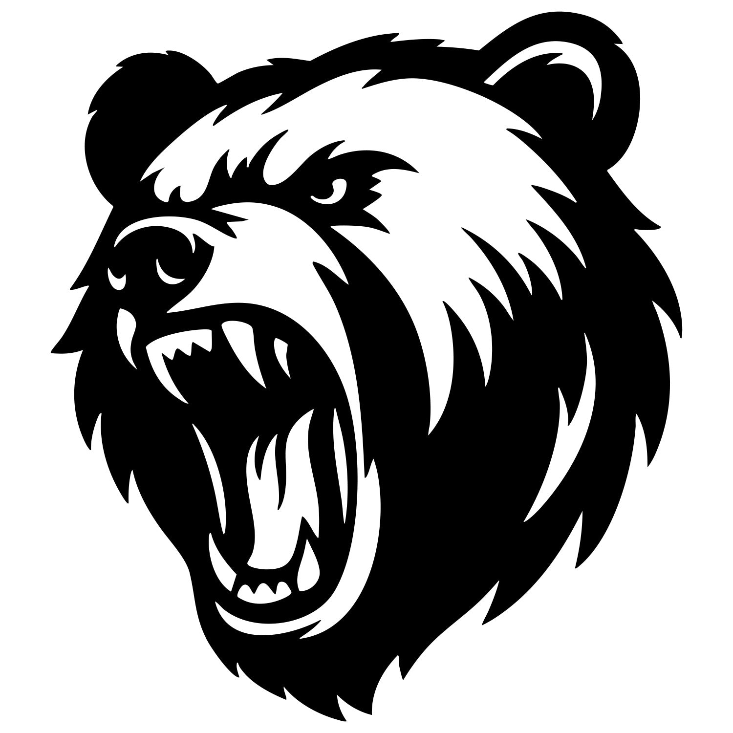Angry Grizzly Bear Head DXF File – CNC Cutting Design | AWBEAR67