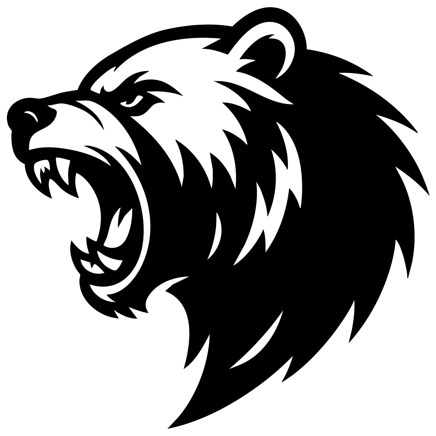 Angry Grizzly Bear Head DXF File – CNC Cutting Design | AWBEAR69